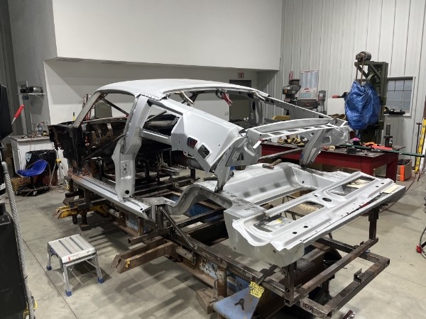 1967 Mustang Fastback with all new hand-shaped metal panels fitted — custom metal shaping