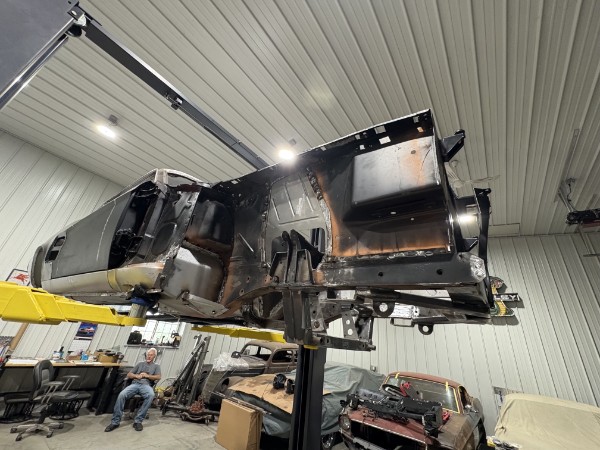 Mustang front structural and firewall area showing precision metal fabrication work